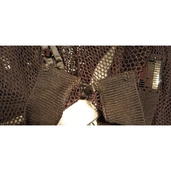 ST JOHN by Marie Gray: Black Dress Size 10 Long Sleeves Sequin Mesh Metallic - Picture 14 of 16